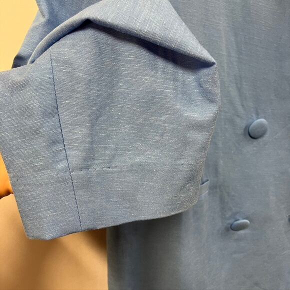 Steve Madden Women's Baldwin Blazer L Blue Rayon Linen Spring 90's Boxy Relaxed - Picture 6 of 16